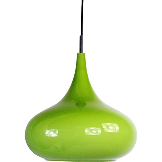 Image 1 of Lampe suspendue vintage en verre vert par Doria Leuchten, 1970