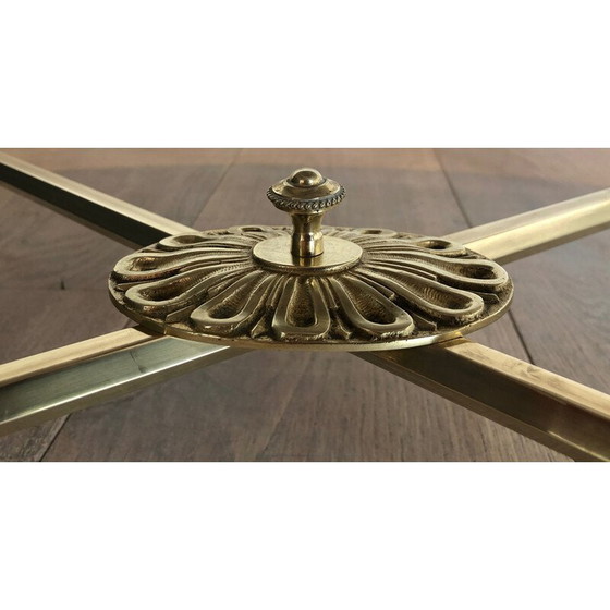 Image 1 of Table basse ovale vintage en laiton et marbre de Carrare par Maison Jansen