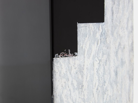 Image 1 of Anatole Riecke Art Déco Grand Vase en verre noir opalin blanc 1939