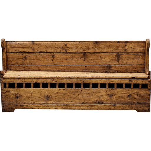 Banc vintage 3 places en bois de Haute-Savoie, France