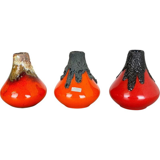 Ensemble de 3 vases en céramique vintage de Roth Ceramics, Allemagne, années 1970