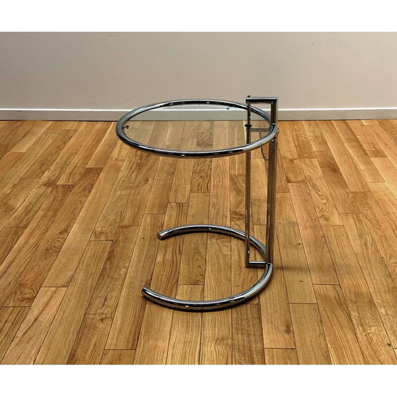 Image 1 of E1027 table basse vintage en verre et métal par Eileen Gray