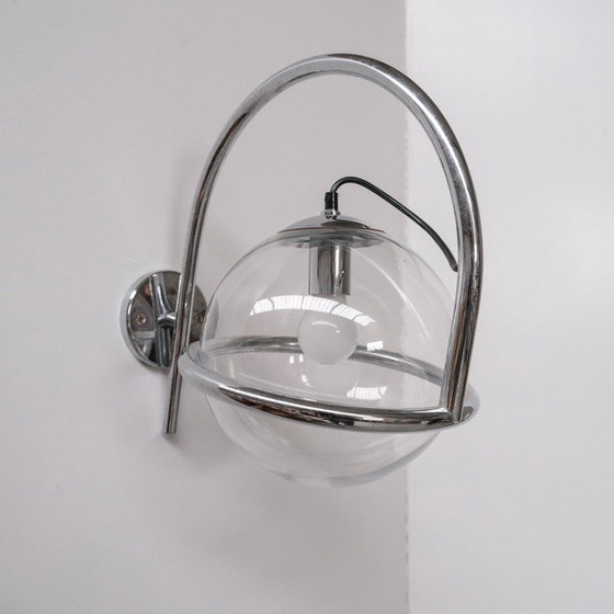 Image 1 of Lampes murales vintage en chrome et verre transparent par Kinkeldey, 1970