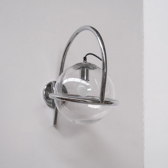 Image 1 of Lampes murales vintage en chrome et verre transparent par Kinkeldey, 1970