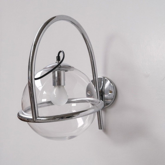 Image 1 of Lampes murales vintage en chrome et verre transparent par Kinkeldey, 1970