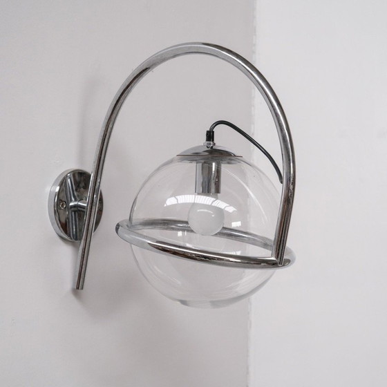 Image 1 of Lampes murales vintage en chrome et verre transparent par Kinkeldey, 1970
