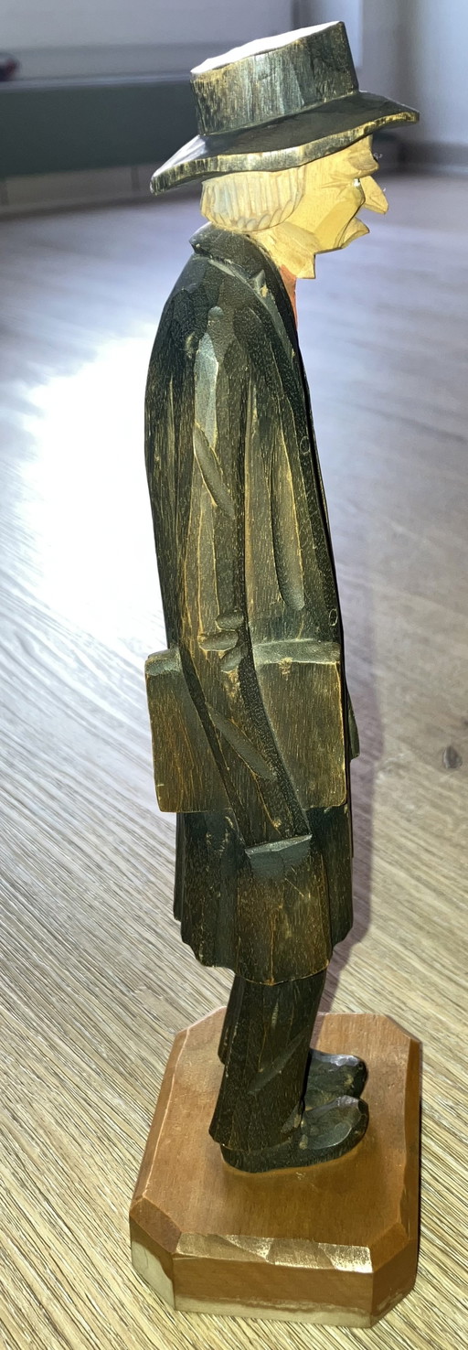 Statuette Ancienne Sculptée En Bois Par C. H. Ericsson