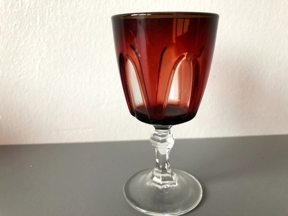 Image 1 of 8 X verres à boire ou à shot Vintage Cristal D'Arques Luminarc Ruby Red