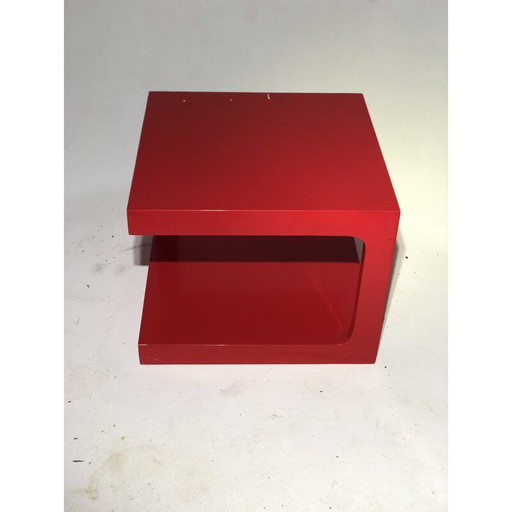 Table basse vintage en laque rouge
