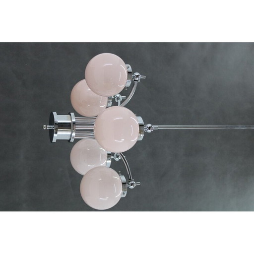 Lustre vintage Art Déco chromé, Tchécoslovaquie années 1930