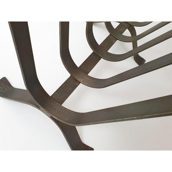 Image 1 of Porte-revues vintage en acier et cuir 1970