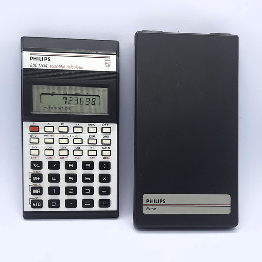 Calculatrice scientifique vintage des années 1980 Philips Sbc 1704