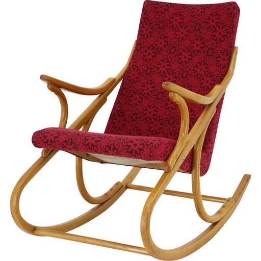 Fauteuil à bascule vintage en hêtre par Ton, Tchécoslovaquie 1970