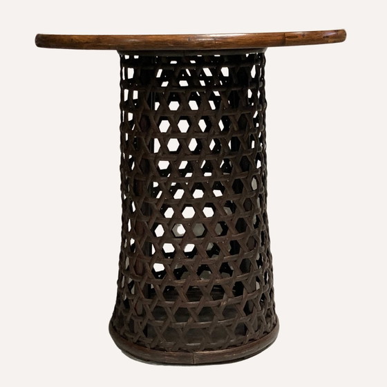 Image 1 of Table d'appoint moderniste en bambou et chêne, 1970S