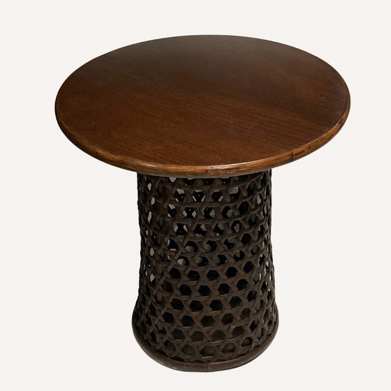 Image 1 of Table d'appoint moderniste en bambou et chêne, 1970S