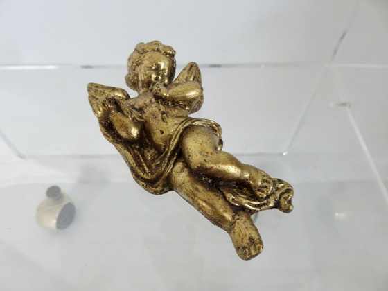 Image 1 of Paire De Chérubins, Putti, Angelots, En Résine Dorée, 1970