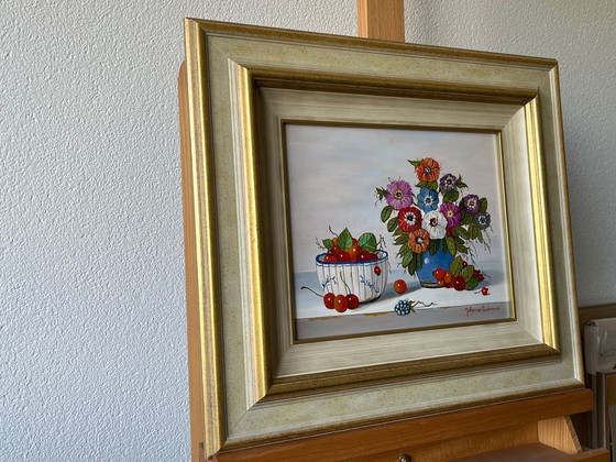 Image 1 of Johannes Eerdmans - Nature morte aux fruits et au vase avec des fleurs