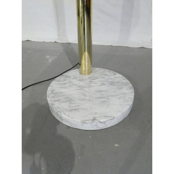 Image 1 of Lampadaire vintage Arco en laiton massif et marbre de Carrare à 6 branches, Italie 1970