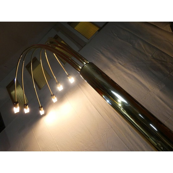 Image 1 of Lampadaire vintage Arco en laiton massif et marbre de Carrare à 6 branches, Italie 1970