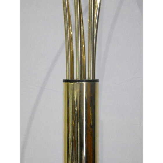 Image 1 of Lampadaire vintage Arco en laiton massif et marbre de Carrare à 6 branches, Italie 1970