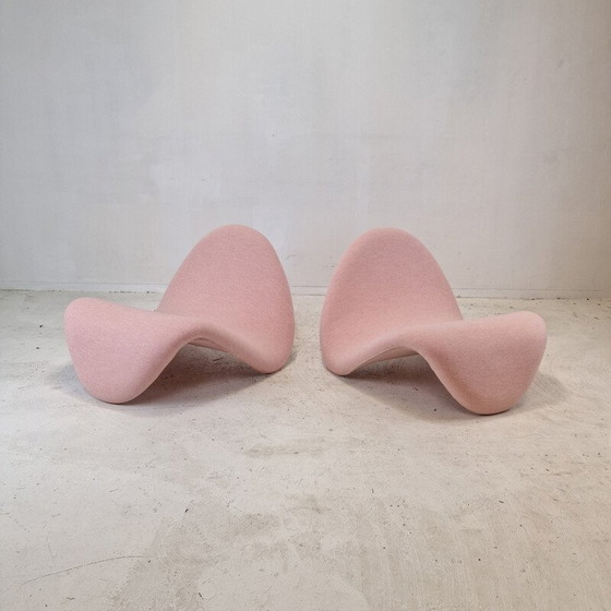 Image 1 of Paire de chaises Tongue vintage en tissu de laine par Pierre Paulin pour Artifort, 1960
