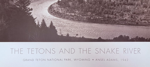 Épreuve photographique lithographique : Ansel Adams : "Les Tetons et la rivière Snake, 1942".