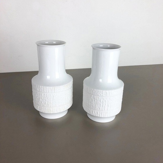 Image 1 of Lot de 2 vases Op Art en porcelaine de Richard Scharrer pour Thomas
