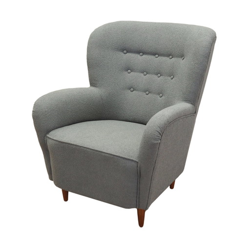 Fauteuil gris, Design scandinave, Production : Danemark