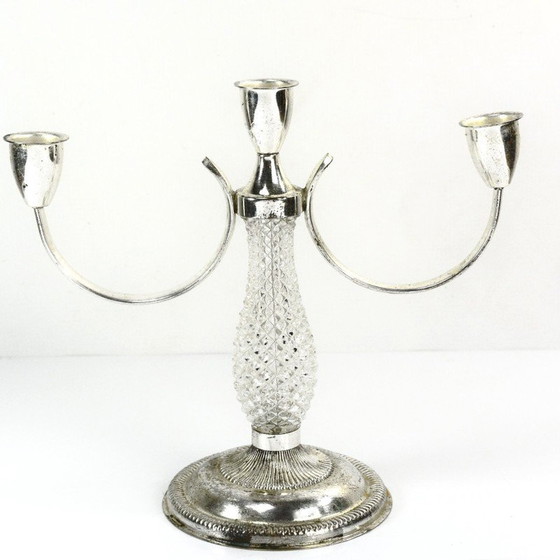 Image 1 of Bougeoir vintage à trois points en métal plaqué par La Pierre, France 1970