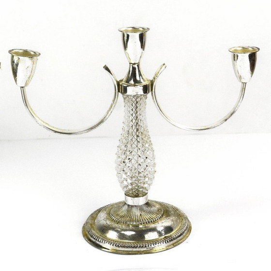 Image 1 of Bougeoir vintage à trois points en métal plaqué par La Pierre, France 1970