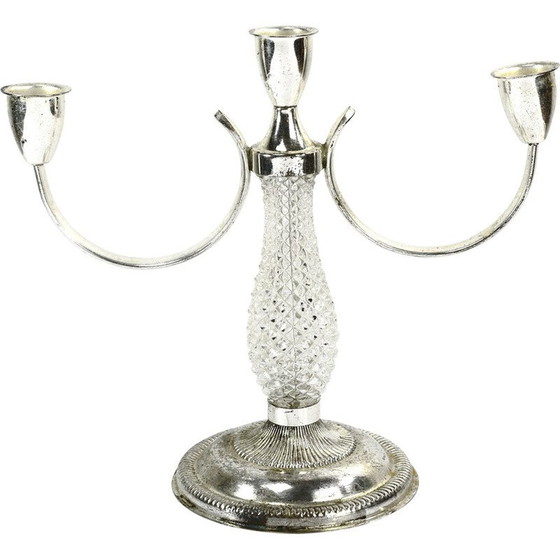 Image 1 of Bougeoir vintage à trois points en métal plaqué par La Pierre, France 1970