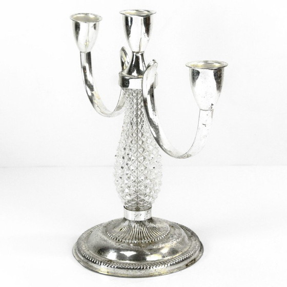 Image 1 of Bougeoir vintage à trois points en métal plaqué par La Pierre, France 1970