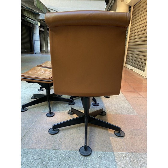 Image 1 of Ensemble de 3 fauteuils de conférence vintage marron, 1980