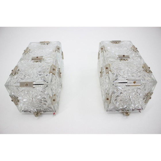 Image 1 of Paire d'appliques ou de plafonniers en verre, Mid Century, 1970