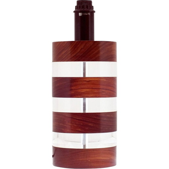 Image 1 of Lampe vintage en plexi et bois par Felice Antonio Botta, 1980