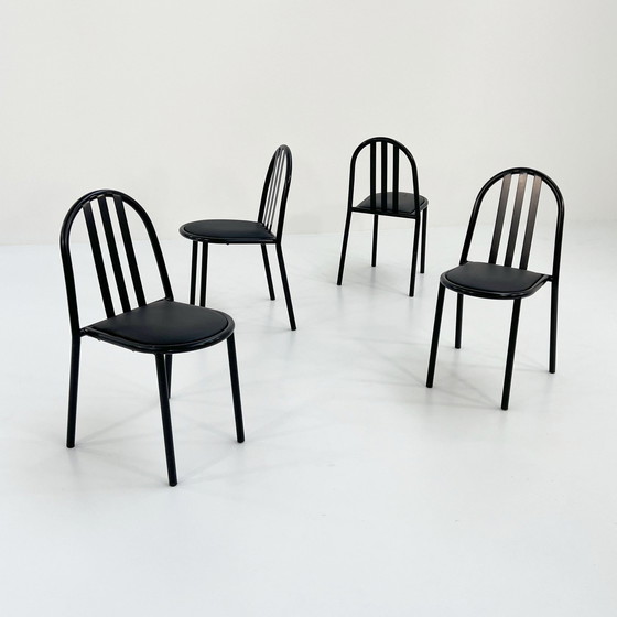 Image 1 of 4 Chaises n° 222 à assise noire par Robert Mallet-Stevens pour Pallucco, 1980S