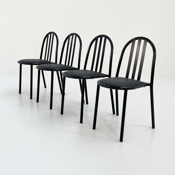 Image 1 of 4 Chaises n° 222 à assise noire par Robert Mallet-Stevens pour Pallucco, 1980S