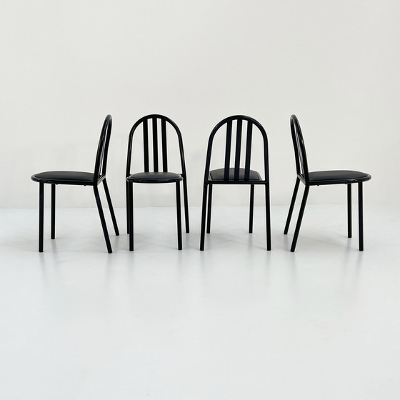 Image 1 of 4 Chaises n° 222 à assise noire par Robert Mallet-Stevens pour Pallucco, 1980S