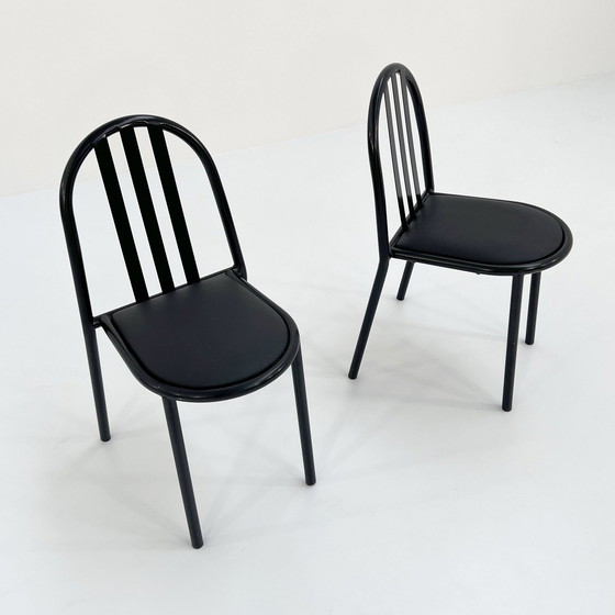 Image 1 of 4 Chaises n° 222 à assise noire par Robert Mallet-Stevens pour Pallucco, 1980S