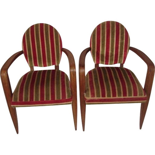 Paire de fauteuils Art déco vintage de Jean Pascaud, 1935
