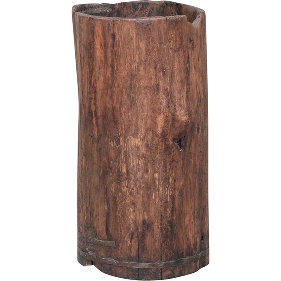 Image 1 of Jardinière vintage en bois et tronc d'arbre en fer, Belgique 1950