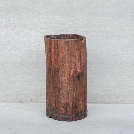 Image 1 of Jardinière vintage en bois et tronc d'arbre en fer, Belgique 1950