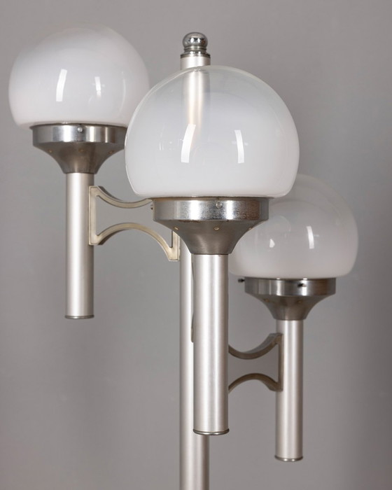 Image 1 of Lampadaire vintage 70S à trois lumières en verre style Sciolari