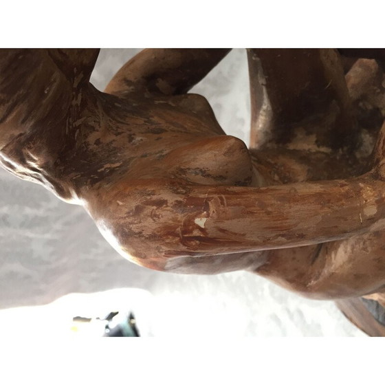 Image 1 of Sculpture vintage "Femme nue agenouillée" en argile, France 1950