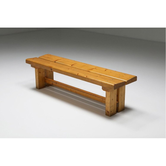 Image 1 of Banc vintage en pin par Charlotte Perriand pour Les Arc, France 1970