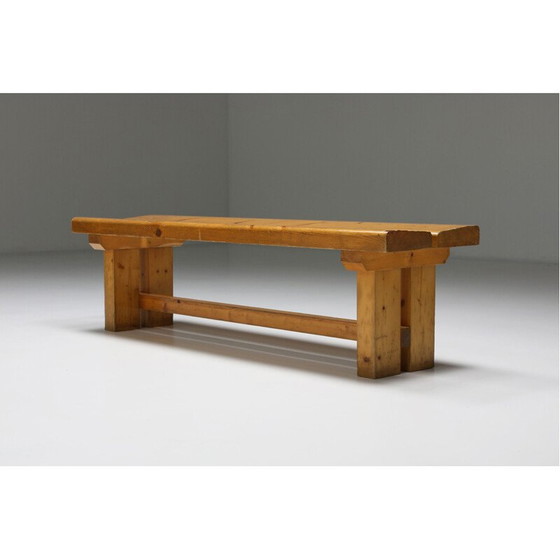 Image 1 of Banc vintage en pin par Charlotte Perriand pour Les Arc, France 1970