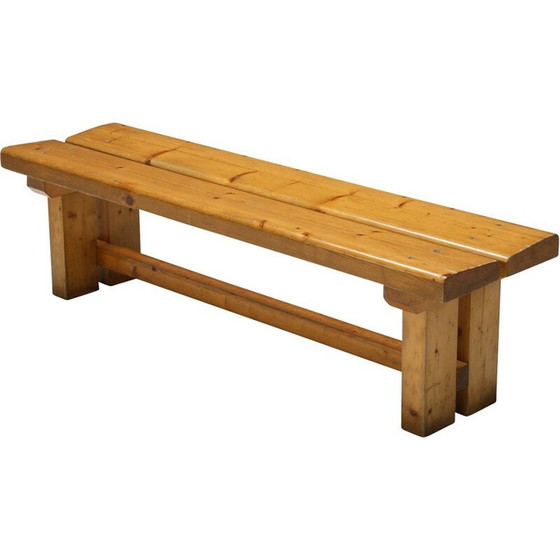 Image 1 of Banc vintage en pin par Charlotte Perriand pour Les Arc, France 1970