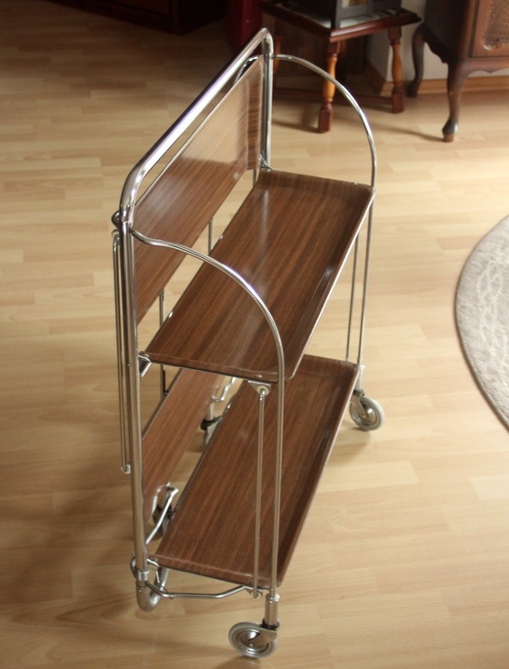 Image 1 of Chariot à thé Chariot de service des années 1970 - Vintage - Pliable