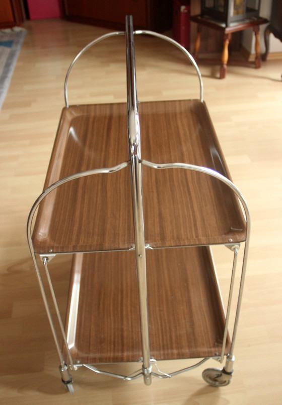 Image 1 of Chariot à thé Chariot de service des années 1970 - Vintage - Pliable