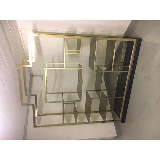 Image 1 of Etagère vintage en laiton et verre par Romeo Rega, Italie 1970